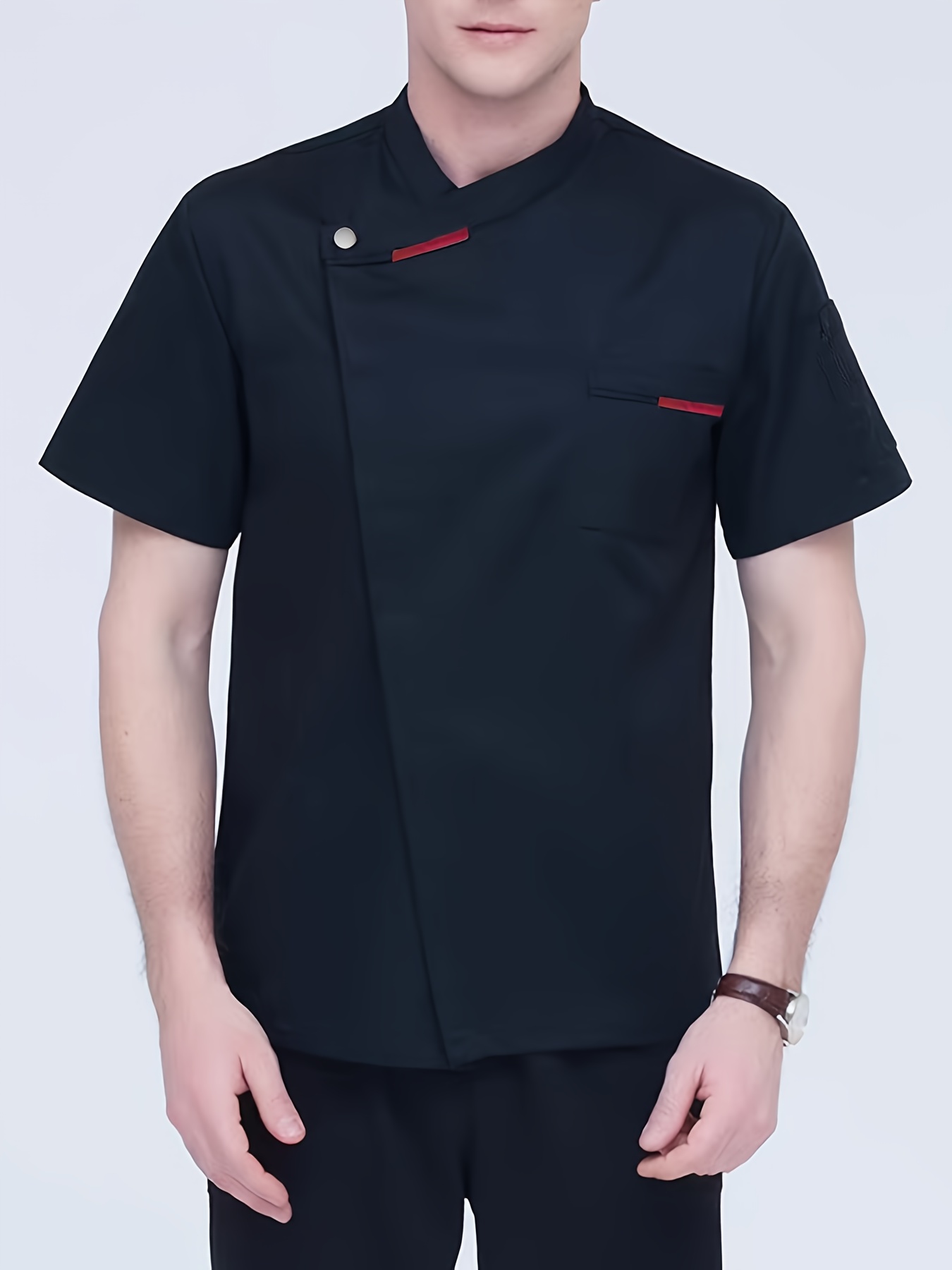 Commercial Kitchen Services - زي طهاة أنيق للرجال بأكمام قصيرة،