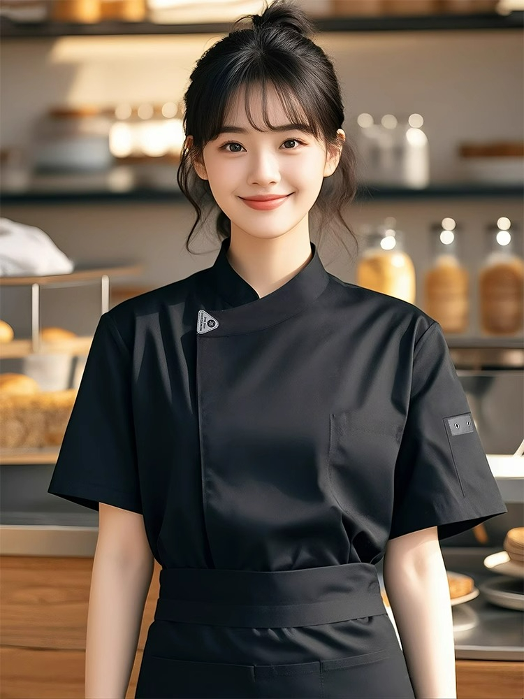 Commercial Kitchen Services - سترة الشيف النسائية قصيرة الأكمام المطبخ