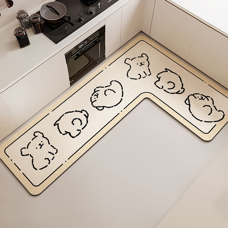 Commercial Kitchen Vinyl Flooring - L على شكل المطبخ الكلمة حصيرة